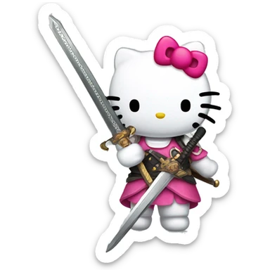 Hello Kitty with a sword sticker