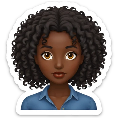 Alluring african woman curly black tousled hair sticker