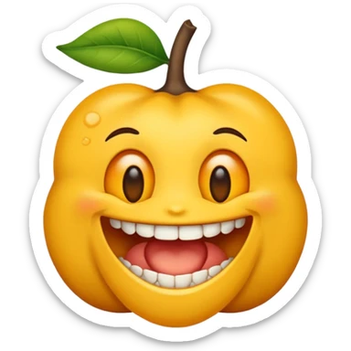 Emoji de pele preta com aparelho dentário bragets com os dentes a mostra bem amarelo sticker