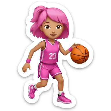 A pink girl playing basketball sticker