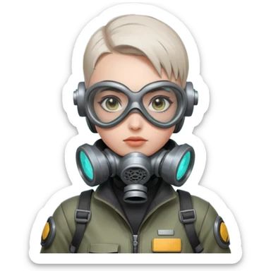 cyberpunk gasmask girl programmer buzzcut sticker