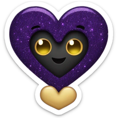 purple and black glitter heart sticker