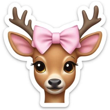 Coquette deer with baby pink bow sticker