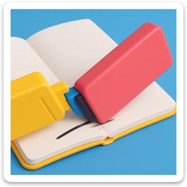 3d eraser removing line on paper, add a notebook sticker