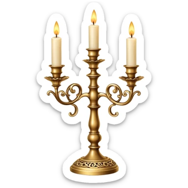 decorative candle holder with three lit candles, candelabra sticker