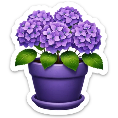 purple hydrangeas flower pot sticker