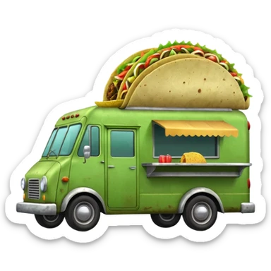 Green tacos truck. sticker
