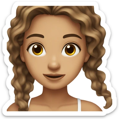 girl brown hair brown eyes tan wavy hair beach sticker