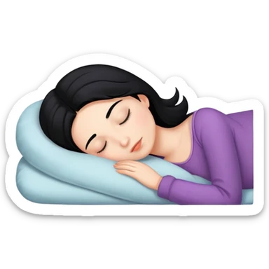 Girl with black hair & fair skin sleeping sticker