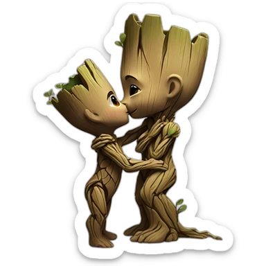 baby groot kiss sticker