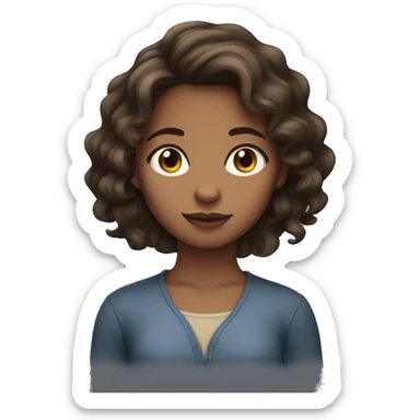 girl with tan skin and wavy dark brown hair sticker