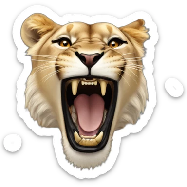 Lioness roaring sticker