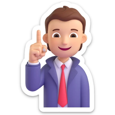 cartoon person with a finger gun to their head, smiling, simple background sticker