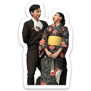 japanese boy in traditional kimono sticker