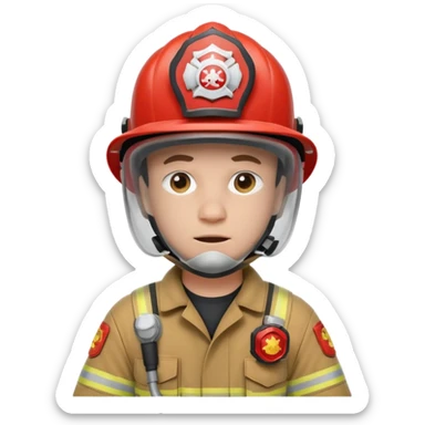 Firefighter with respiratory protection white color helmet sticker