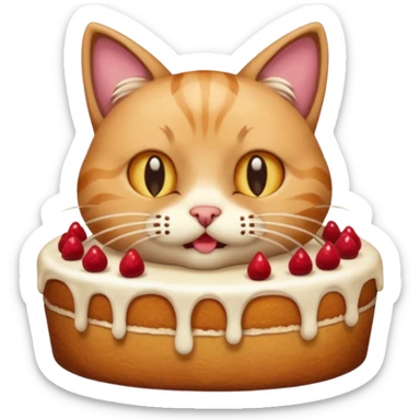 Cat vomiting because of eating cake sticker