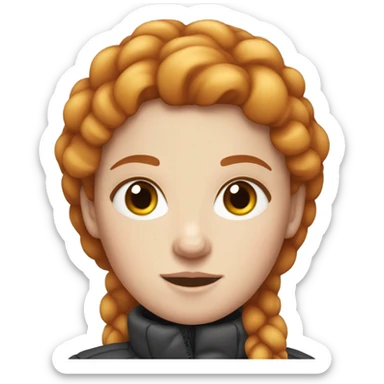  White girl who is ginger with freckles and a puffy coat but the hair is straight  sticker
