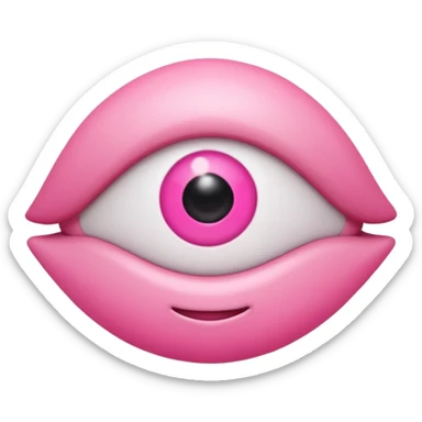 genera un emoji 3d en formato ios de un ojo con eyeliner rosa sticker