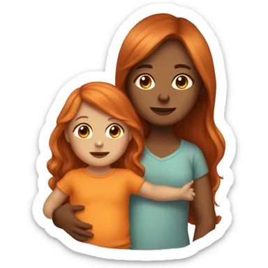 Tan Girl with long orange hair holding a brown haired baby boy sticker