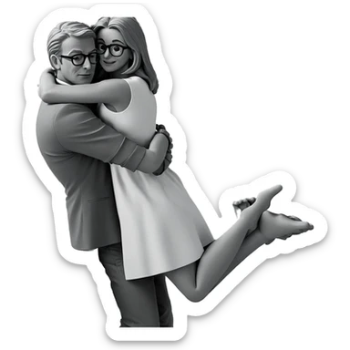 couple in monochrome embrace sticker