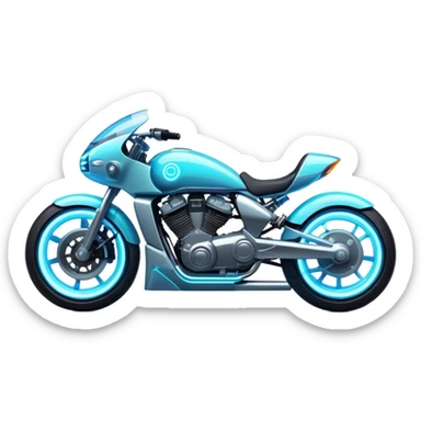 Neon-lit motorcycle with transparent wheels sticker