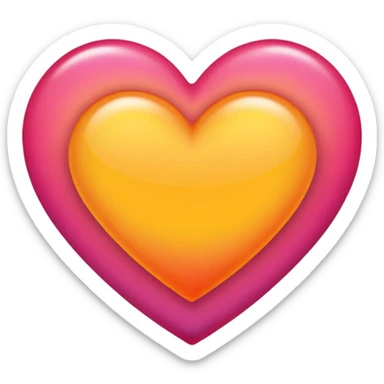 Bright yellow to orange to dark pink double gradient double heart sticker