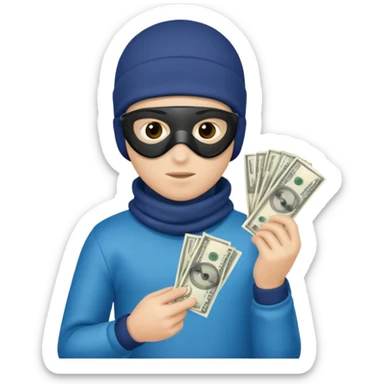 A boy with a ski mask on with money in his hand  sticker