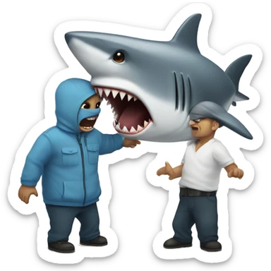 shark robbing person sticker