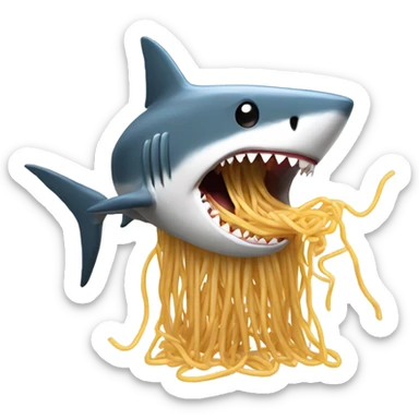 Shark eating spaghetti  sticker