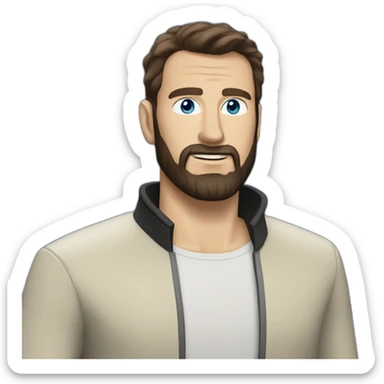 Handsome white man with Blue eyes brown hair and black beard startrek sticker