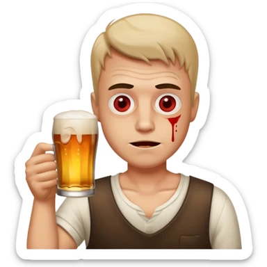 drunk man with a glass of beer sticker