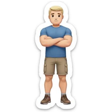 full body bulky male figure standing with arms crossed, muscular build, wearing casual clothes, confident stance sticker