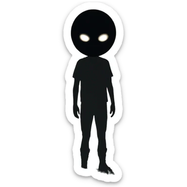 A shadowy figure lurking at the edge of a forest, evoking the unsettling feeling of being watched by something inexplicable. sticker