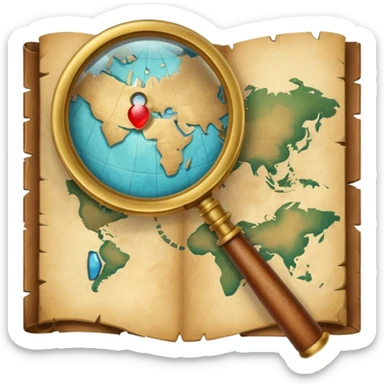 map with a magnifying glass sticker