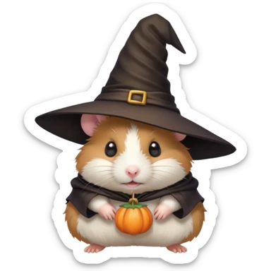 cute hamster wearing a witch hat sticker