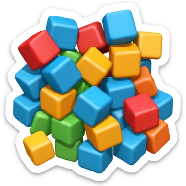 Block blast all forming an hexagon irregular but no hexagons, mized 3d sticker