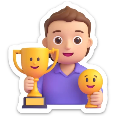 an emoji of emoji holding a trophy sticker