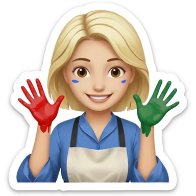 Young Women painting smilling tablier sticker