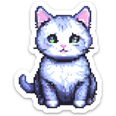 cute cat pixel art style sticker