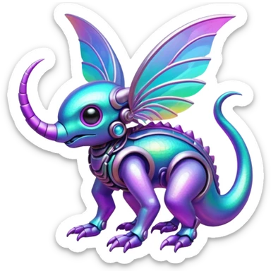 Futuristic complex iridescent aesthetic-scenery-Fakémon-creature sticker