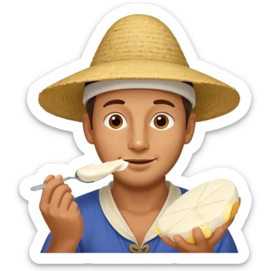 some guy eating 1kg of mozzarella, make it npalese sticker