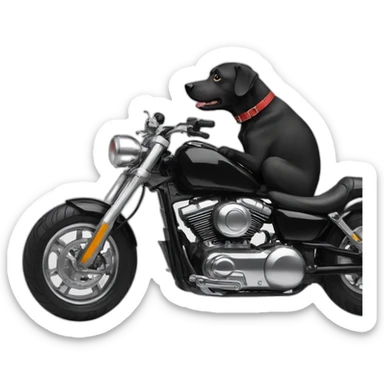 A black dog is riding on a white motorcycle sticker