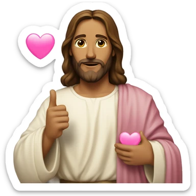 Jesus with a pink heart in his hand sticker