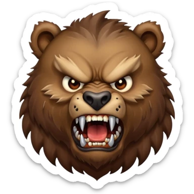 angry werebear with roaring with claws ou sticker