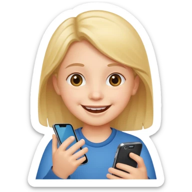 happy child with phone in hand sticker