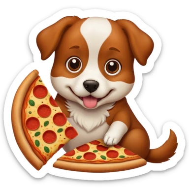dog eating pizza sitting position sticker