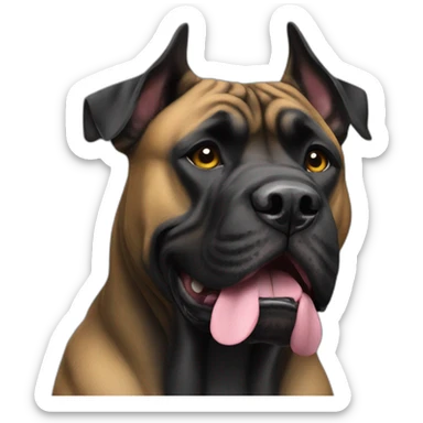 presa canario black dog with cropped ears sticker