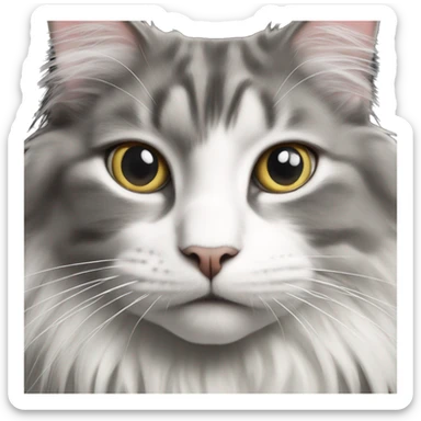 Norwegian forest cat gray and white sticker