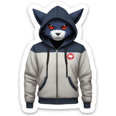 Dark Anthro Cool Litten-Absol-Zangoose-Pokémon Punk Techwear Hoodie Cargo Collar sticker