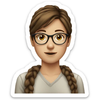 Girl with brown hair freckles and glasses sticker